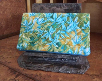 Quilted Fabric Checkbook Cover, Tropical Floral Checkbook Cover