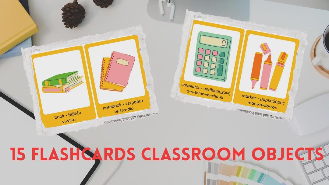 Educational Flashcards – Classroom Objects Flashcards – English & Greek ...