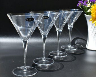 Copas de Martini Luigi Bormioli – Juego de cristalería italiana sin plomo (juego de 4)