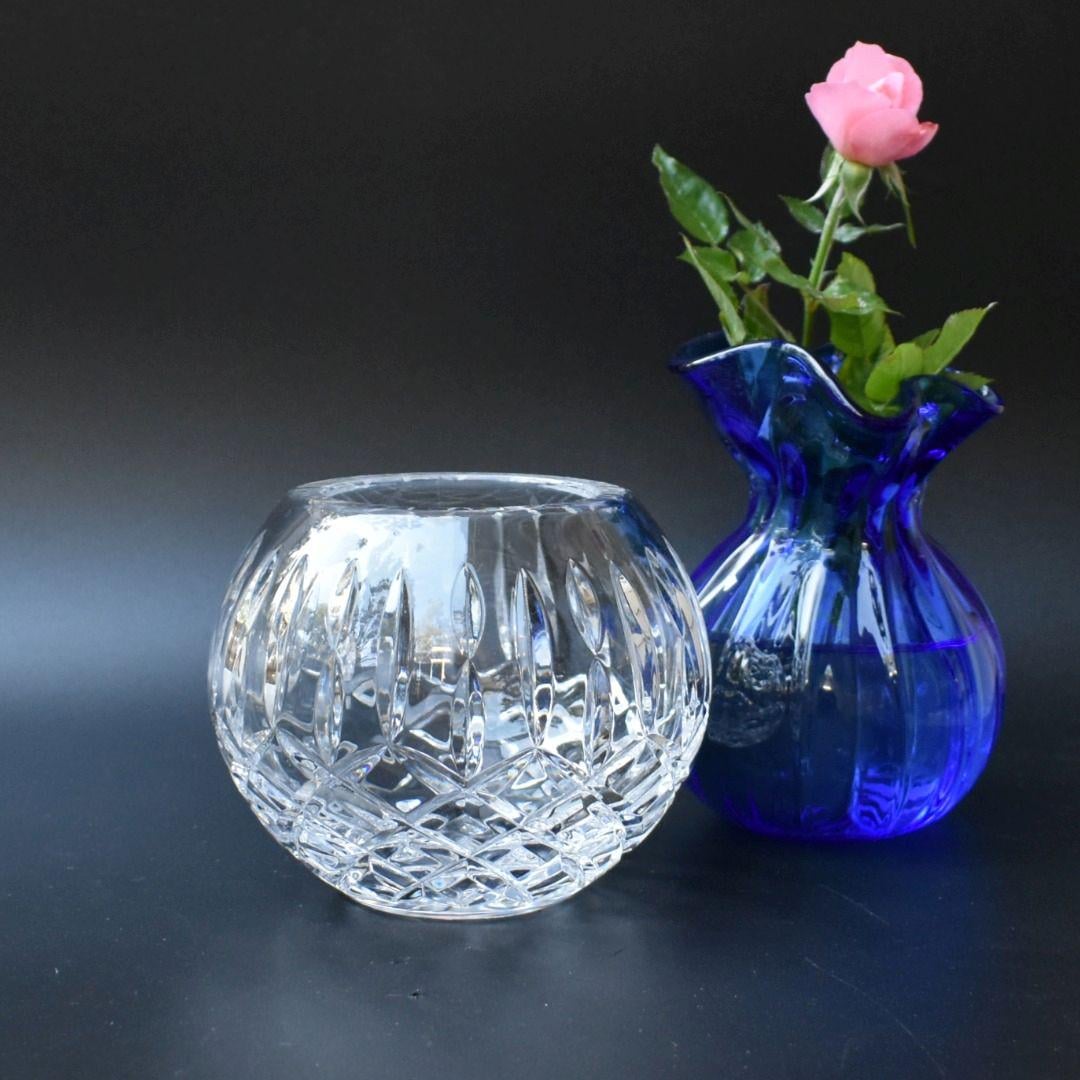 Vintage Crystal Rose Bowl Vase - Etsy