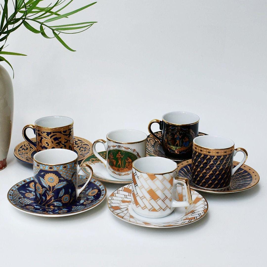 ロ−ルストランド　スエ−デン 592 デミタスカップセット六客　ヴィンテージ ロ−ルストランド スエ−デン 592 デミタスカップセット六客