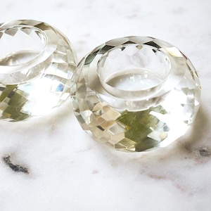 Vintage Faceted Crystal Votive Candle Holders: Elegant Cut Glass Tealight Decor