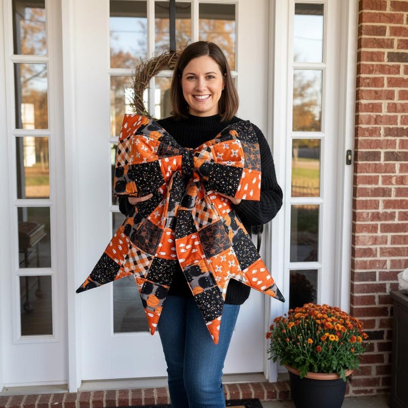 Big Bow Sewing Pattern, Large Quilted Bow Pattern, Giant Bow Template, Home Decor Gift, DIY Big Bow Guide image 1