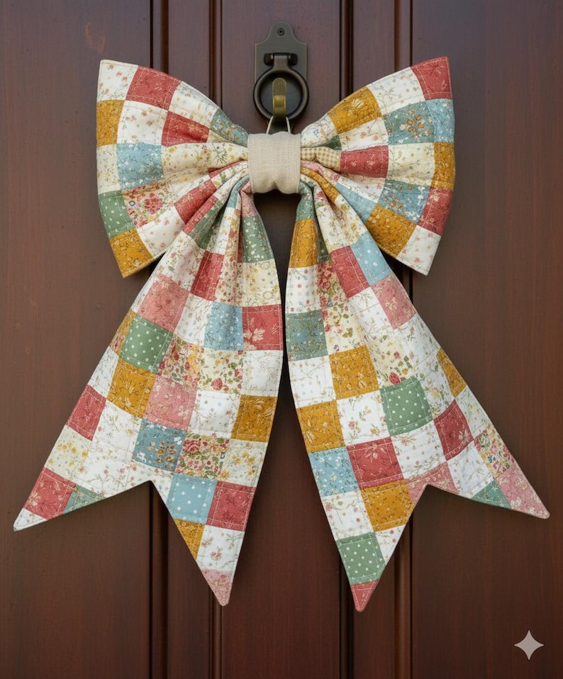 Patchwork Bow Pattern Giant Patchwork Quilted Bow Sewing Pattern PDF | Oversized Door Decor ...