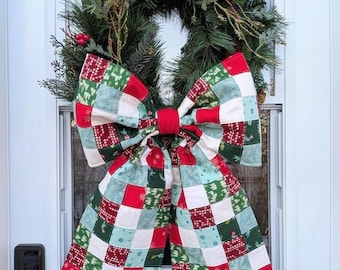 DIY Quilted Front Door Bow Nähanleitung, PDF Download, Riesige Schleife Anleitung, Schleifenaufhänger Schnittmuster, Schnittmuster für große Fliege