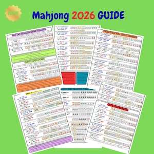 2026 Amerikanisches Mahjong Karten-Handbuch | Jede Hand mit Anschaulichen Beispielen | Joker Regeln hervorgehoben | Anfänger Mah Jongg Spickzettel PDF
