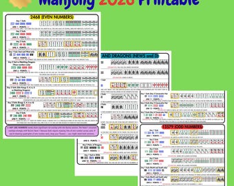 2026 Mahjong Quick Reference, American Mahjong Visual Aid, Card Cheat Sheet for 2026, Beginner Game Guide, Instant Download