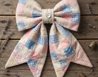 Big Quilted Bow Sewing Pattern PDF, Front Door Bow, Fabric Christmas Bow, Patchwork Bow Home Decor, Wreath Toppers, Nursery Wall Decorations