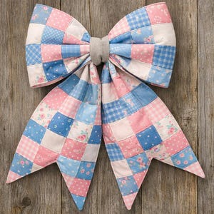 Modello di cucito per fiocco patchwork oversize / Scarica PDF / Tutorial per fiocco per capelli in tessuto per principianti