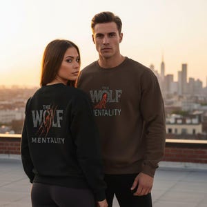 Sweat-shirt Wolf Mentality – Ras du cou motivant unisexe | Pull de sport Alpha Mindset | Vêtements Power in Silence