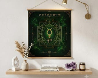 Poster opaco con Yantra di Mercurio / Astrologia Vedica e Arte Planetaria