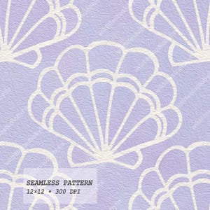 Seashell Seamless Pattern | Lavender Watercolor, Coastal Texture (JPG+PNG)
