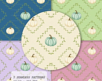 Pumpkin Seamless Pattern: Autumn Scrapbook Paper (Digital Download)(PNG+JPG)