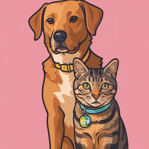 Personalized Pet Cartoon Portrait from Photo– Custom Dog or Cat Head Drawing | Digital Pet Art Gift or Memorial, Digital Illustration vector