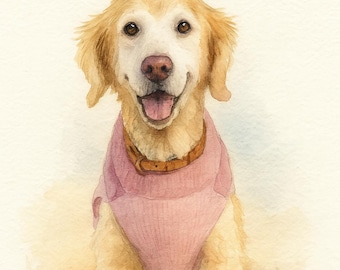 Custom watercolor Hand-Painted Pet Portrait • watercolor Style Digital Pet Illustration • Personalized Dog or Cat Memorial Gift