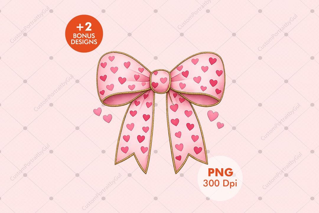 Pink Valentine Bow PNG | Heart Pattern Ribbon Bow | Cute Love Bow ...