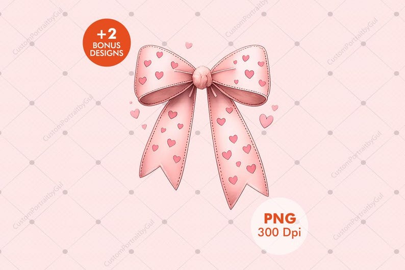 Pink Valentine Bow PNG | Heart Pattern Ribbon Bow | Cute Love Bow ...
