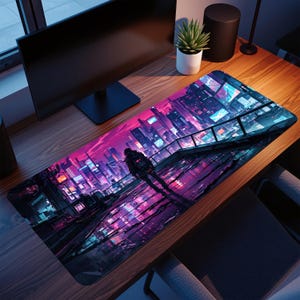 Cyberpunk City Gaming Mouse Pad: Personalized Desk Mat