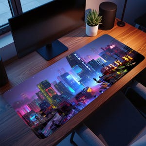 Cyberpunk City Gaming Mouse Pad: Personalized Desk Mat