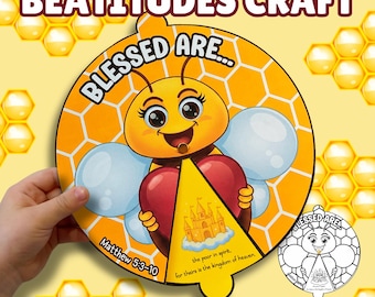 Beatitudes Coloring Wheel Craft, Matthew 5 Bible Lesson for Kids, Beatitudes of Jesus Spinner Wheel Activity, Sermon on the Mount Printable