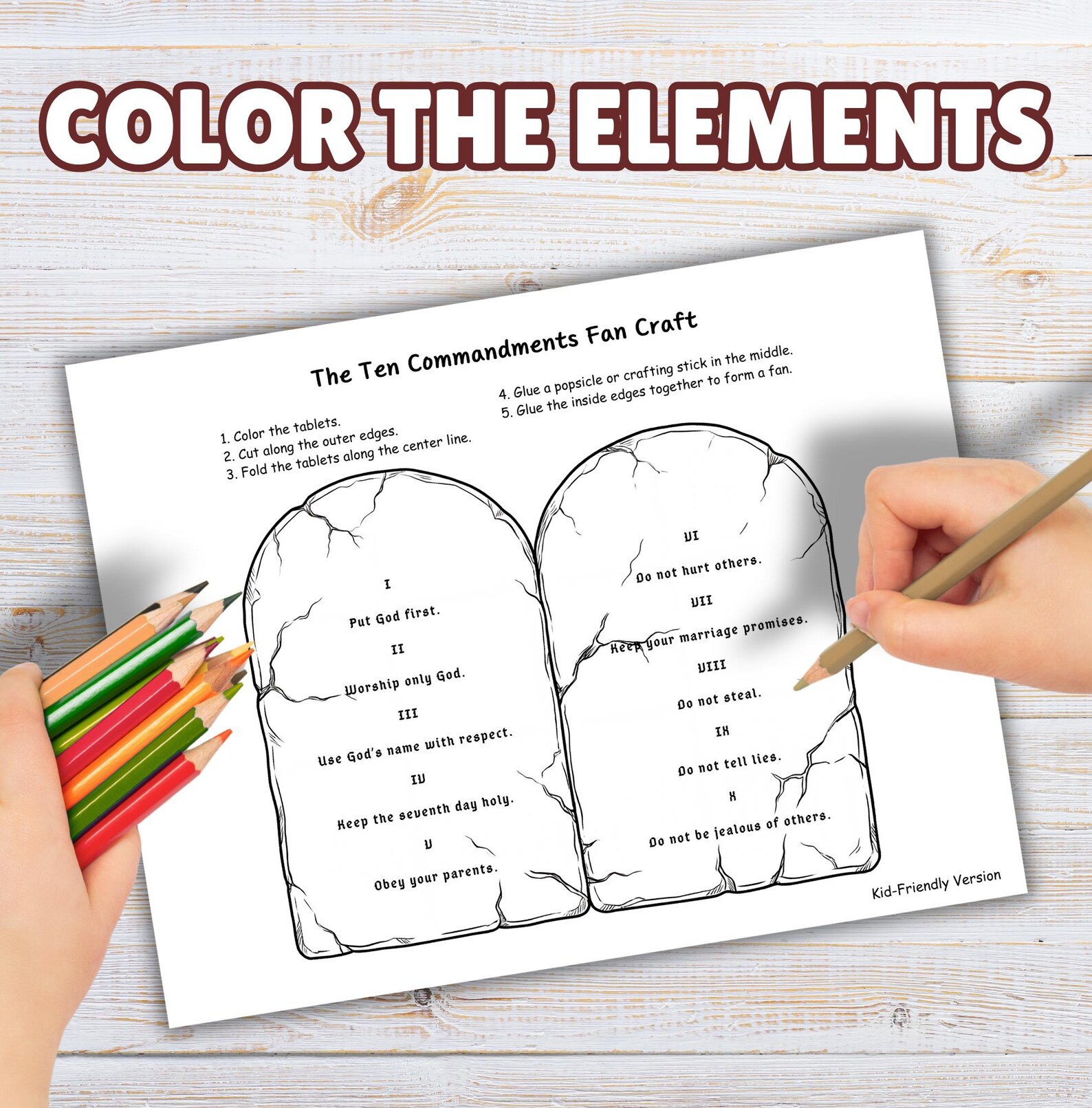 The Ten Commandments Fan Craft Exodus 20 Bible Lesson for Kids the 10 ...