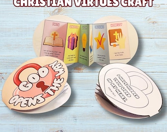 Christian Virtues Mini Book Craft, Kids Church Activity Printable, Kids Ministry Lesson, Faith-Based Booklet Craft, VBS, Sunday School, LDS