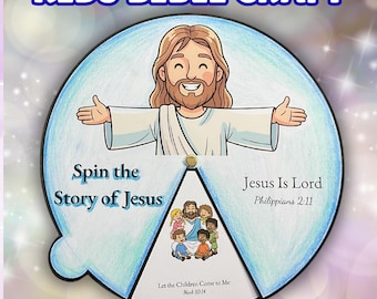 Christian Bible Craft The Life of Jesus Coloring Wheel, Bible Spinner Wheel, Church Sunday School Printable Activity, Kids Bible Lesson