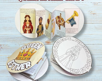 Queen Esther 3D Booklet Craft, Esther Courage Old Testament Lesson, Kids Sunday School Activity, Quiet Church Craft, Christian Homeschooling