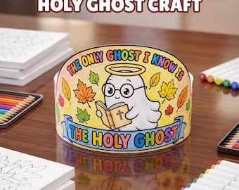 Holy Ghost Paper Crown Printable, Holy Ghost Only Ghost I Know Coloring Activity, Fall Bible Craft, Autumn Sunday School Lesson, Church, VBS