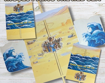 Mojżesz rozdziela Morze Czerwone – Biblijna praca plastyczna dla dzieci – Wyjście 14 – Lekcja biblijna dla dzieci – Historia Mojżesza – Lekcja Starego Testamentu – Aktywność kościelna