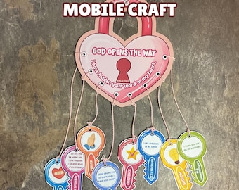 Christian Virtues Mobile Craft for Kids, Bible Class Activity, Teach Sunday School Printable, Kids Ministry Preschool Crafts, VBS Lesson