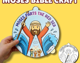 Mojżesz rozdziela Morze Czerwone Kolorowanka Biblijna Rzemiosło dla Dzieci Wydrukowana Oś czasu Wyjścia 14 Kołowrotek Historia Mojżesza Prządka Stary Testament