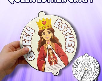 Queen Esther Coloring Spinner, Esther Bible Story Spinning Wheel, Simple Old Testament Craft, Easy Sunday School Lesson, Quiet Church Craft