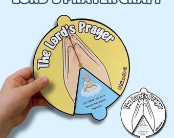 The Lord's Prayer Coloring Wheel Craft Kids, Matthew 6 VBS Sunday School Bible Lesson, Bible Spinner Activity, Children's Ministry Supplies