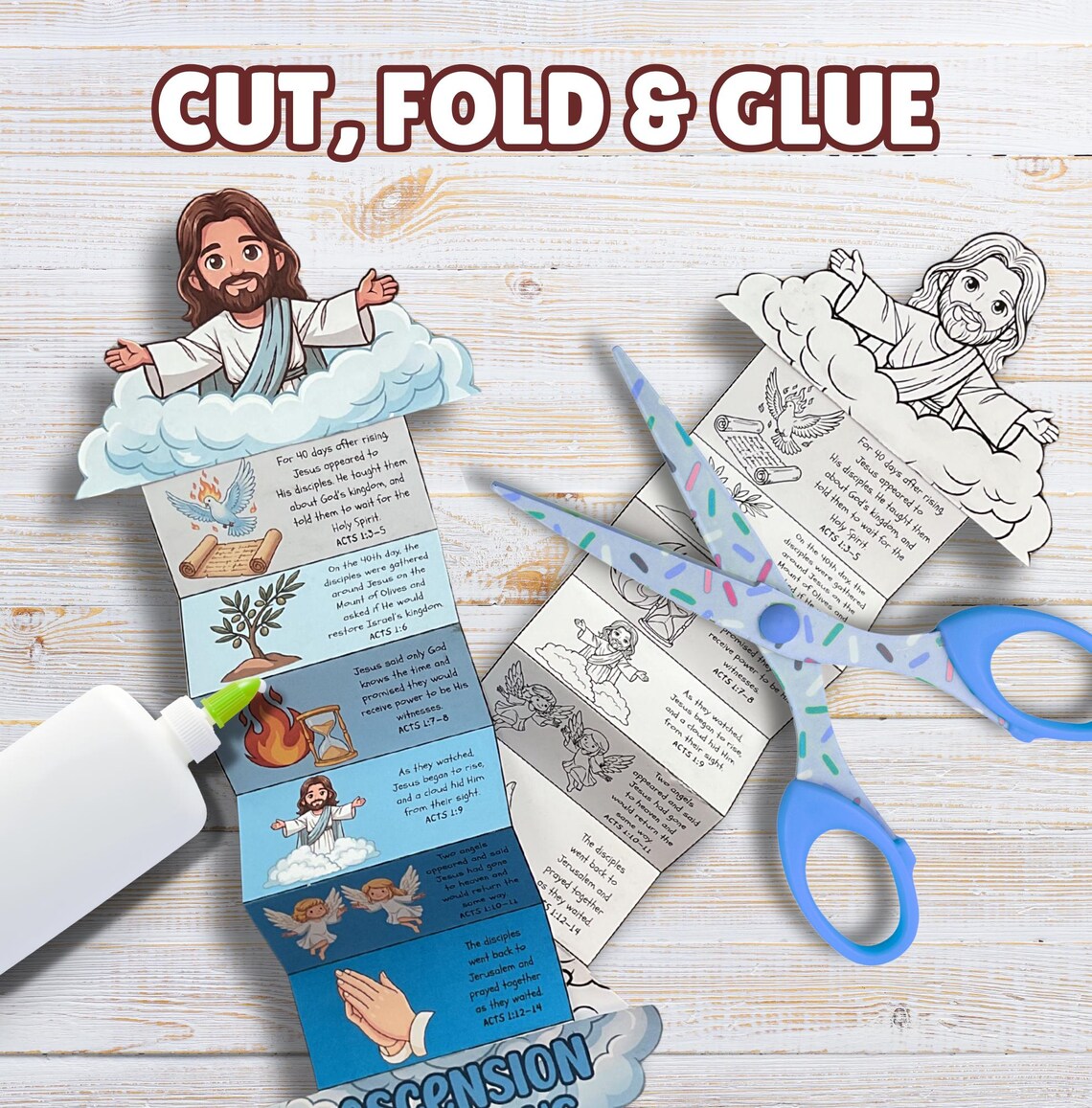 Ascension Day Folding Craft Printable Jesus Ascending Story Kids Sunday ...