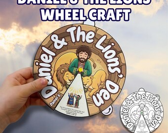 Daniel & The Lions Den Coloring Spinner, Daniel 6 Bible Story for Kids, Old Testament Lesson Spinning Wheel, Sunday School VBS Kids Activity