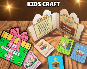 Nativity Story Cards Craft for Kids, Advent Sunday School Lesson, Jesus Birth Bible Activity, Christian Homeschooling, The Greatest Gift