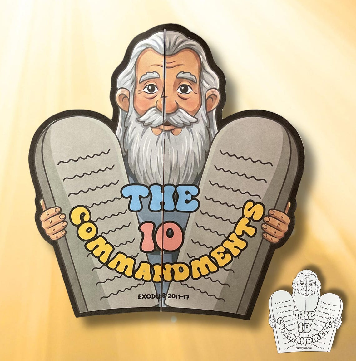 The Ten Commandments Folding Surprise Bible Craft Exodus 20 Bible ...