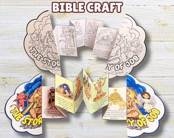 La historia de Job: Manualidad sorpresa plegable. Lección bíblica de Job para niños. Actividad para la escuela dominical del Antiguo Testamento. Estudio bíblico para la escuela dominical en casa (imprimible).