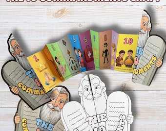 The Ten Commandments Folding Surprise Bible Craft Exodus 20 Bible Lesson for Kids The 10 Commandments Church Activity Moses Story Printable