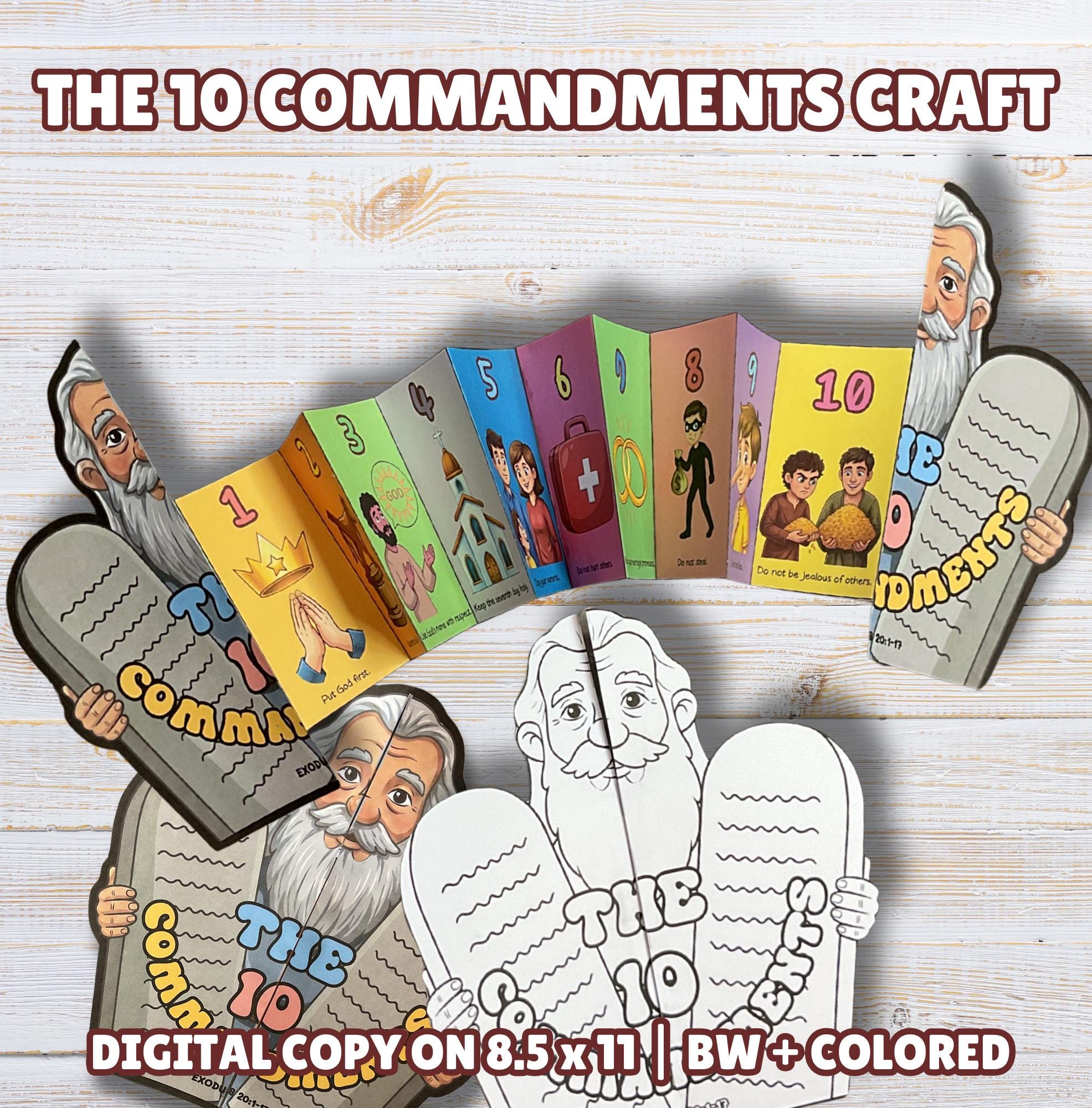 The Ten Commandments Folding Surprise Bible Craft Exodus 20 Bible ...