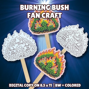 Moses & The Burning Bush Fan Craft, Moses Bible Lesson for Children, Exodus Church Activity Printable, Sunday School Kids Ministry Supplies