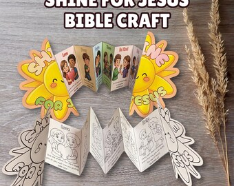 Shine For Jesus Folding Surprise Craft, Let Your Light Shine Bible Activity, Sermon on the Mount Lesson for Kids, Christian Homeschool, VBS