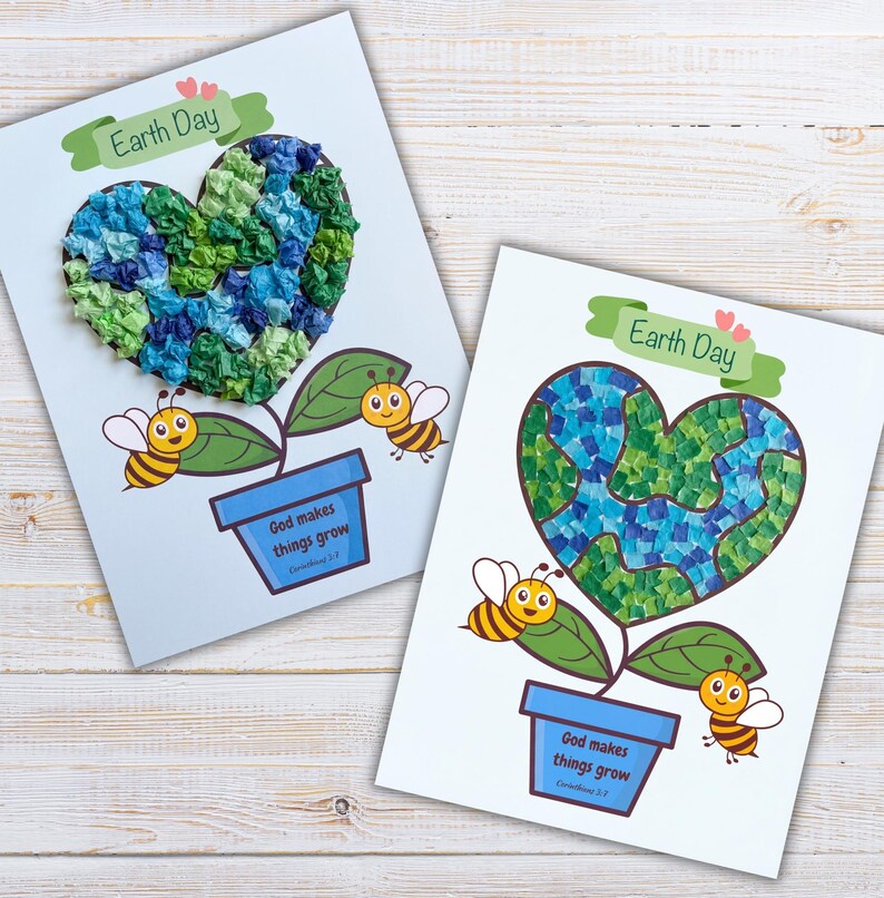 Earth Day Craft for Kids, Torn Paper Bible Craft, Preschool Earth Day ...