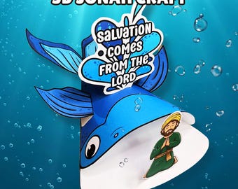 Jonah and the Big Fish 3D Bible Craft Printable, Jonah & the Whale Sunday School Activity, Story of Jonah for Kids