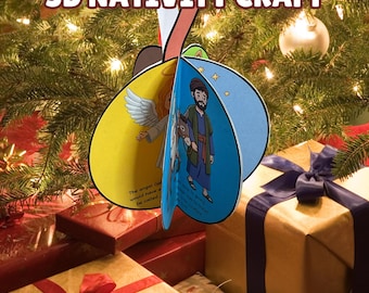 Nativity 3D Mobile Spinner Craft, Christmas Ornament Printable, Sunday School Advent Activity, Jesus Is Born Bible Lesson, Quiet Church
