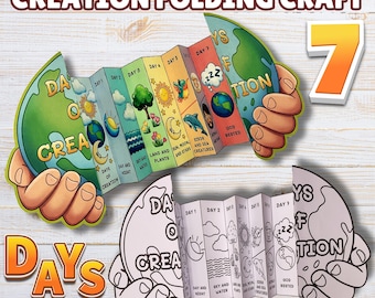 God's 7 Days of Creation Bible Printable Activity Creation Folding Surprise Craft Creation Story for Kids Genesis 1 Sunday School Lesson