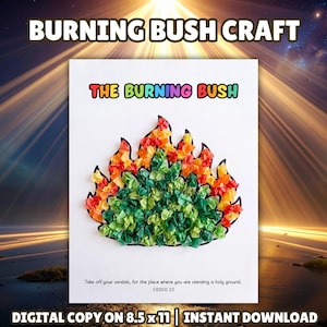 Moses & The Burning Bush Torn Paper Craft, Moses Exodus 3 Bible Lesson for Kids, Tear Glue Tissue Paper Art, Kids Church Activity Printable
