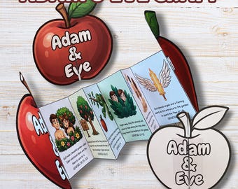 Adam & Eve Folding Surprise Craft, Adam and Eve Story for Kids, Genesis 3 Booklet Printable, Forbidden Fruit Activity, Sunday School Lesson