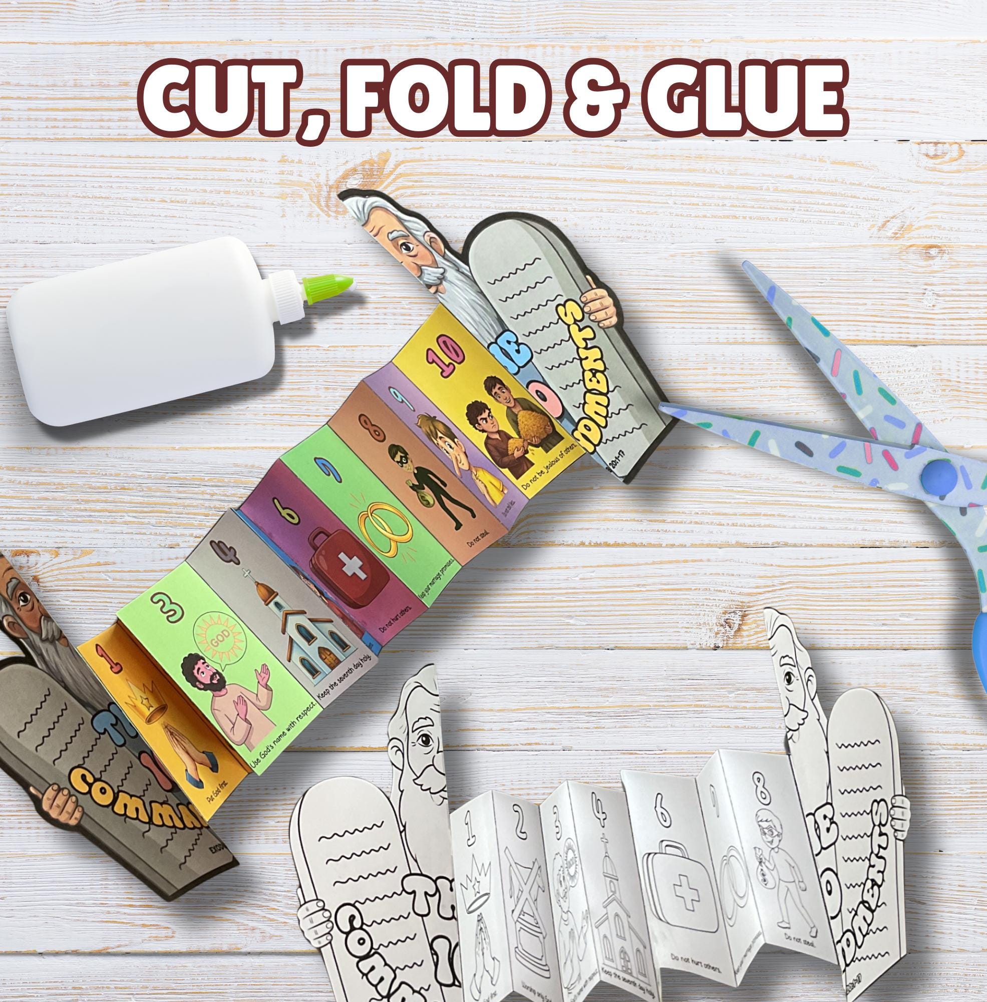 The Ten Commandments Folding Surprise Bible Craft Exodus 20 Bible ...